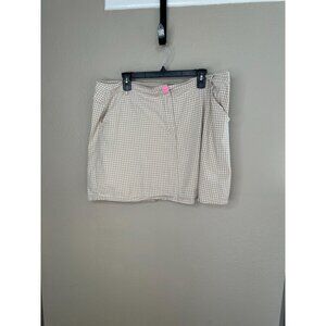 White Stag Womens Tan Skort 18 button zipper cotton mini plaid shorts skirt